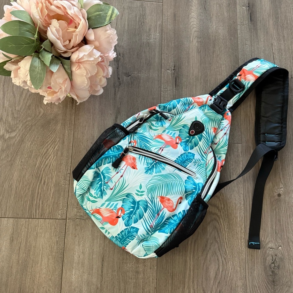 Boutique Tropical Flamingos‎ Crossbody Backpack